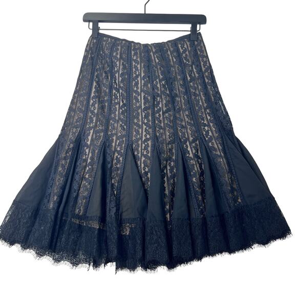 LOFT Dresses & Skirts - LOFT x Ann Taylor Lace Mini Skirt Black Size 2P Petite Pleated Overlay Cute Goth